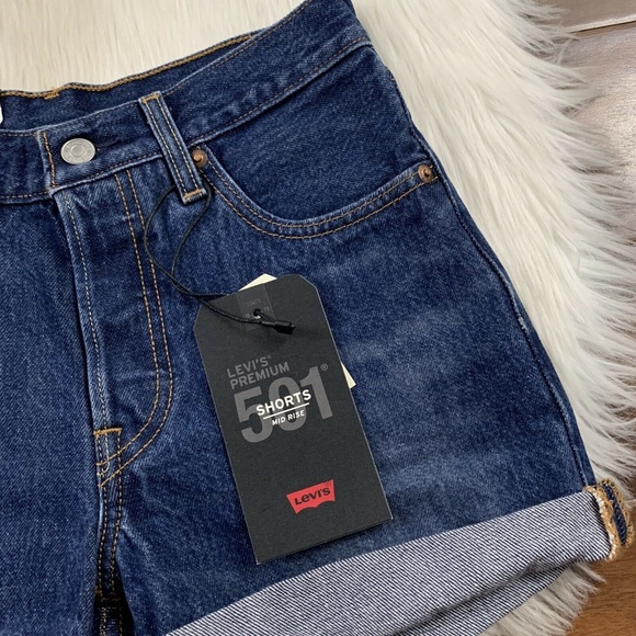 Levi's Size 24 Blue Clue 501 Mid Rise Long Denim‎ Jean Shorts - Picture 2 of 8